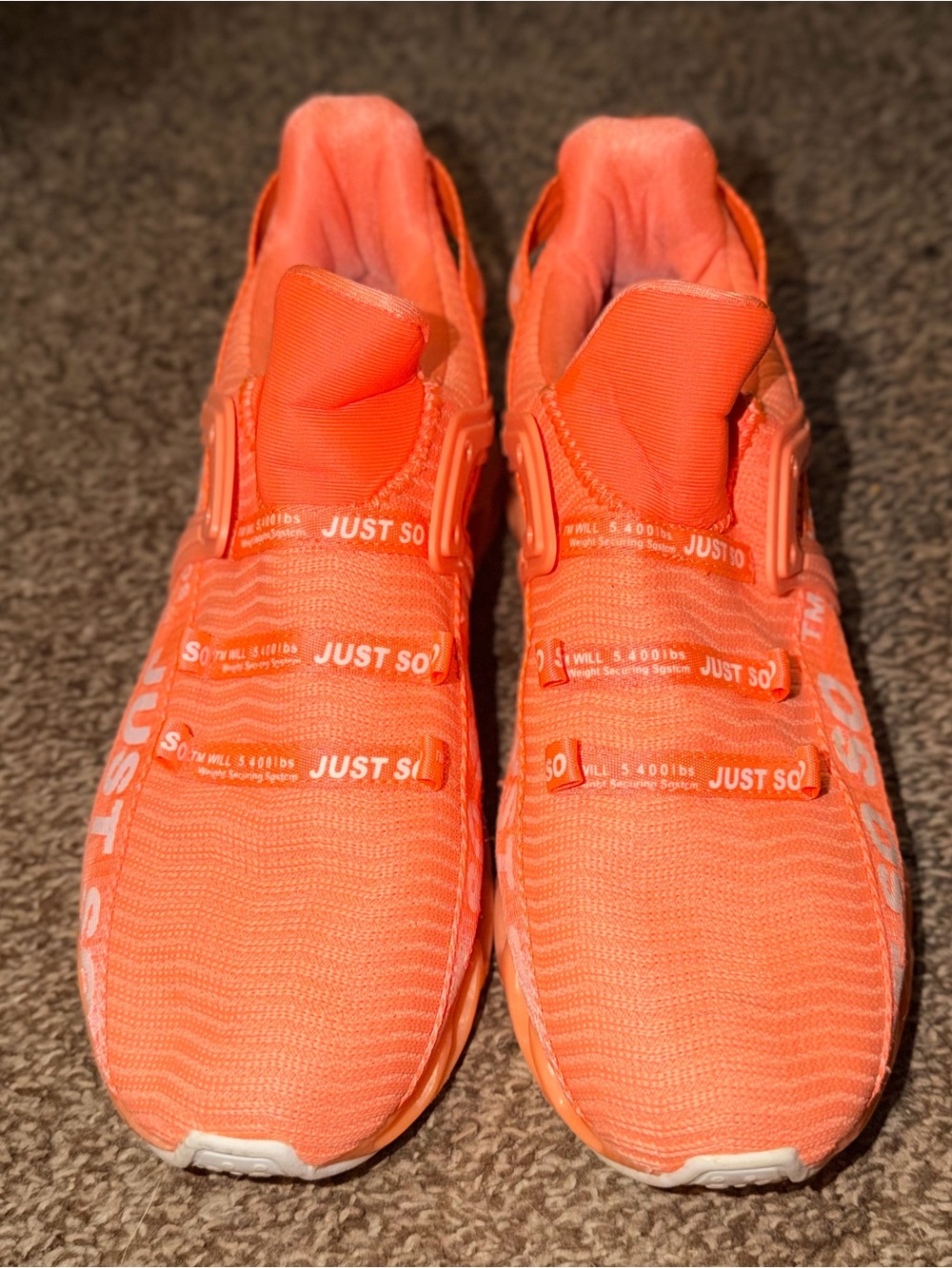 Women’s “Just So So” orange athletic shoes size 9